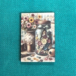 Tarro de botones / Minder de aguja de madera / Minder de cubierta