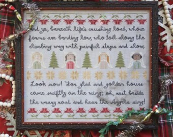 ¡Escuche a los ángeles cantar! / Muestra de Heartstring / Patrón de punto de cruz