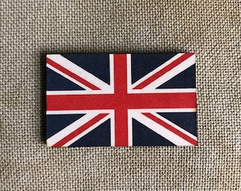 Guardaagujas de madera con la bandera del Reino Unido