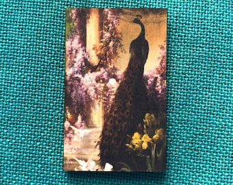 Pretty Peacock | Wooden Needle Minder | Cover Minder