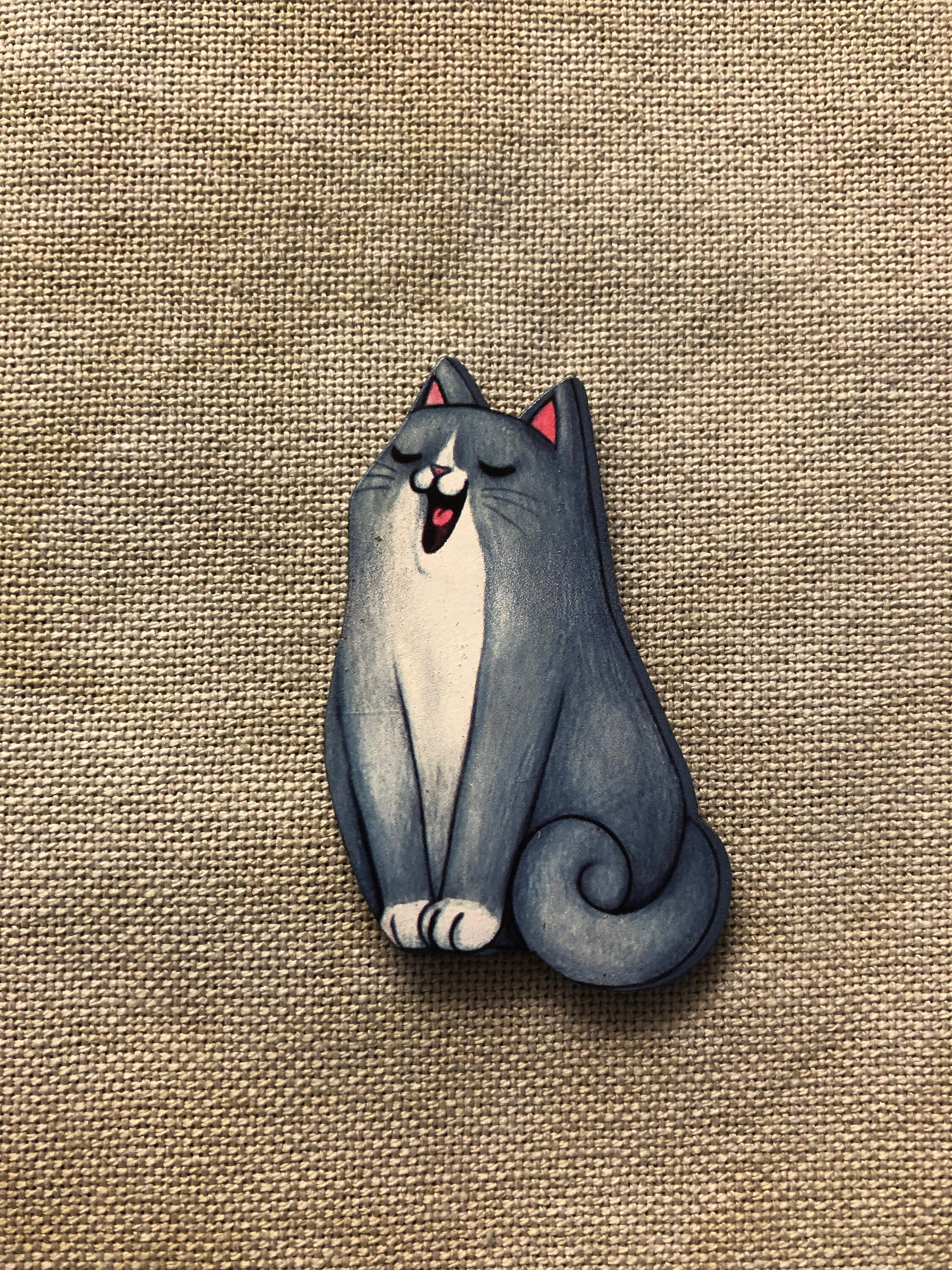 Singing Cat Wooden Needle Minder Cover Minder 