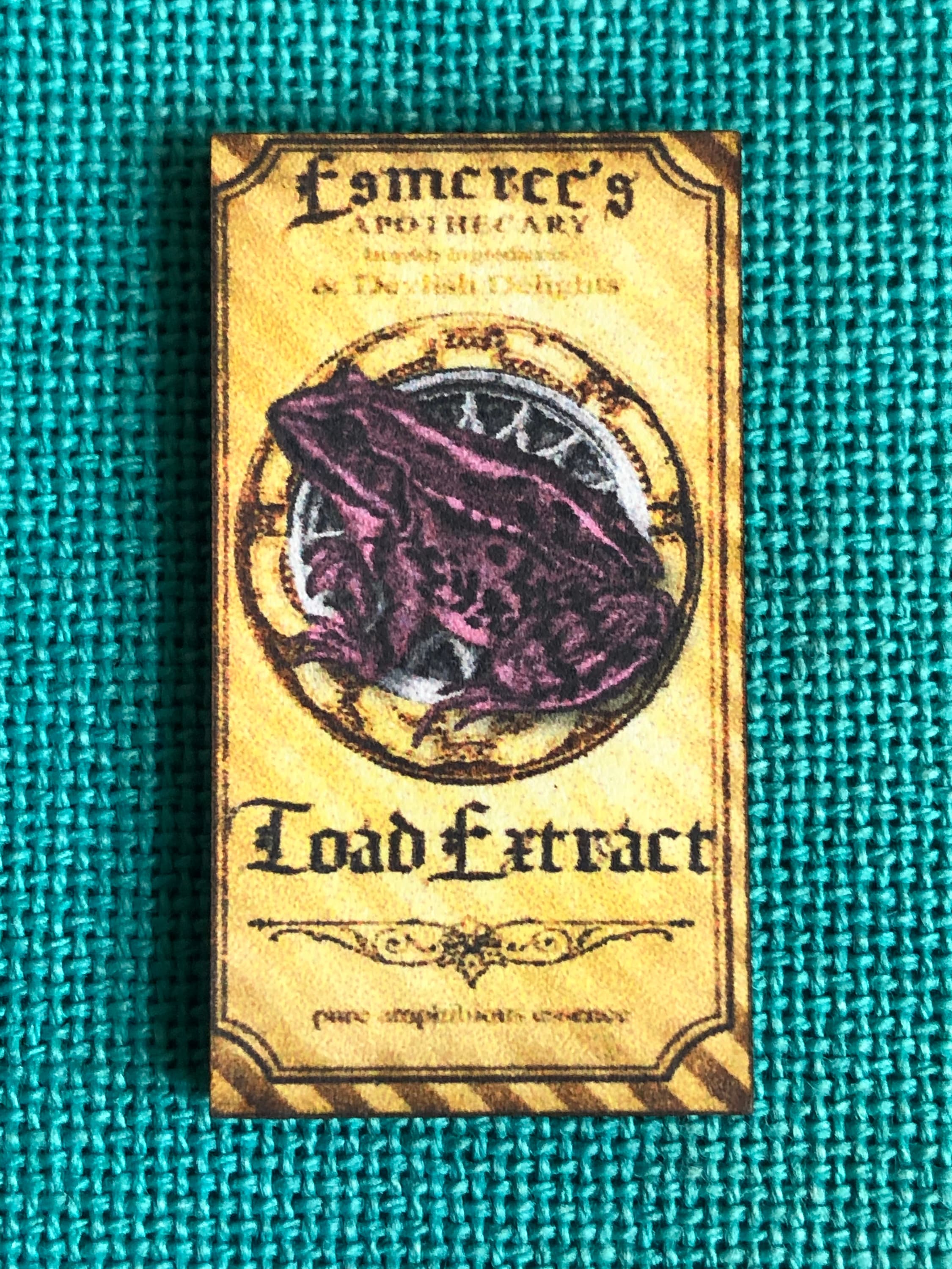 Toad Extract Toad Extract Apothecary Label | Wooden Needle Minder | Cover Minder - Etsy