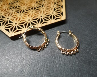 2 round hoop earrings, golden rings 19x20mm