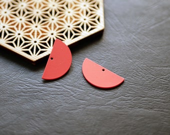 X2 red half moon charm 15x30mm