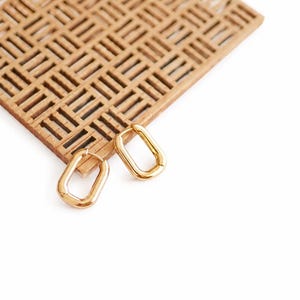 Orecchini a cerchio rettangolari dorati, orecchini rettangolari, orecchini a perno, accessori per la creazione di orecchini, 14x18 mm