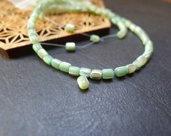 10 perles ovales coquillages vert eau heishi 3,5x4mm