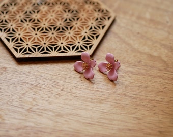 2 pink chip support earring attachments, flower pattern, 22mm