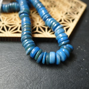 x40 blauwe natuurlijke schelp Heishi-kralen, schelpkralen, rondelle-tussenkralen, 7 mm Heishi-kralen, sieradenbenodigdheden