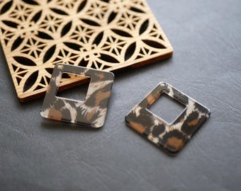 X2 Acryl-Leoparden-Diamantanhänger, abstrakter Leoparden-Charm, doppelseitiger Acryl-Charm, 46 mm