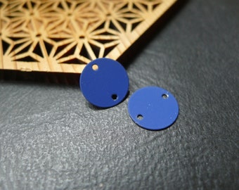x2 blue round sequin charm connector 12mm