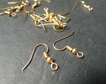 50 earring fasteners hooks golden support 20mm