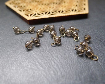 40 perles rondes verre taupe transparent doré ou bronze au choix 4x8mm breloques