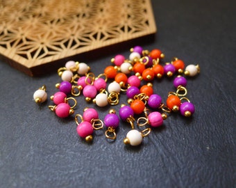 40 perles rondes pierres howlite violet orange rose beige 4x8mm breloques