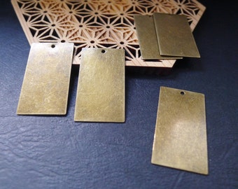 8 rechteckige Anhänger aus rohem Messing, geometrische Form, Metallplatte zum Gravieren, 18 x 32 mm