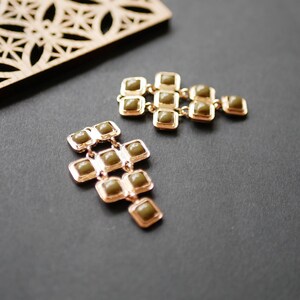 Collier Plastron Art Déco Ethnique - Bronze Et Laiton Doré, Résine, Longueur 45+6 Cm, Style Années 80