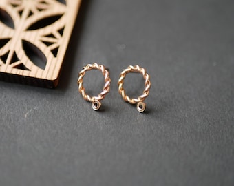 Gold round hoop earrings, 12mm. Earring accessory, earring supplies