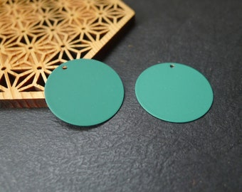 x2 green round sequin charm pendant 30mm