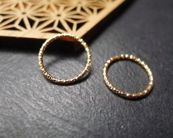 2 round connector rings twisted gold 19mm