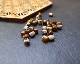 10 perles ovales coquillages marron heishi 3,5x4mm