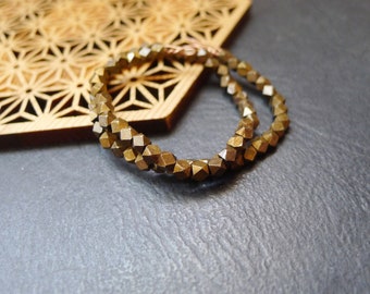 x50 small spacer beads in raw bronze brass, small bronze octagonal shaped beads, 3mm