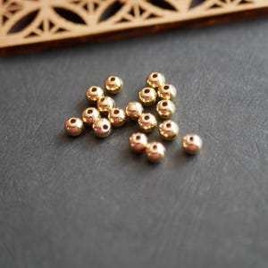 20 raw gold brass round spacer beads, 6mm round beads