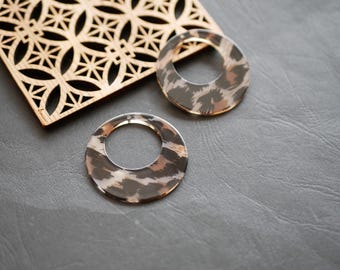 X2 runder Acryl-Leopardenanhänger, abstrakter Leoparden-Charm, doppelseitiger Acryl-Charm, 42 mm
