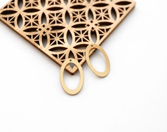 2 gold oval pendants, gold geometric pendants, gold trendy pendant,19x30mm