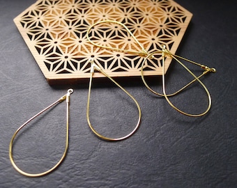 Set of 10 gold oval hoops, round earrings, earring studs, supplies for earring making, 27x55mm