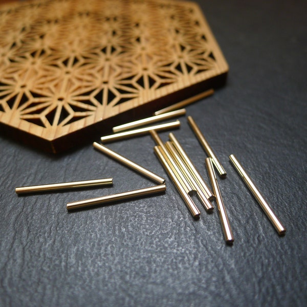 10 perles tubes, doré, 1x20mm