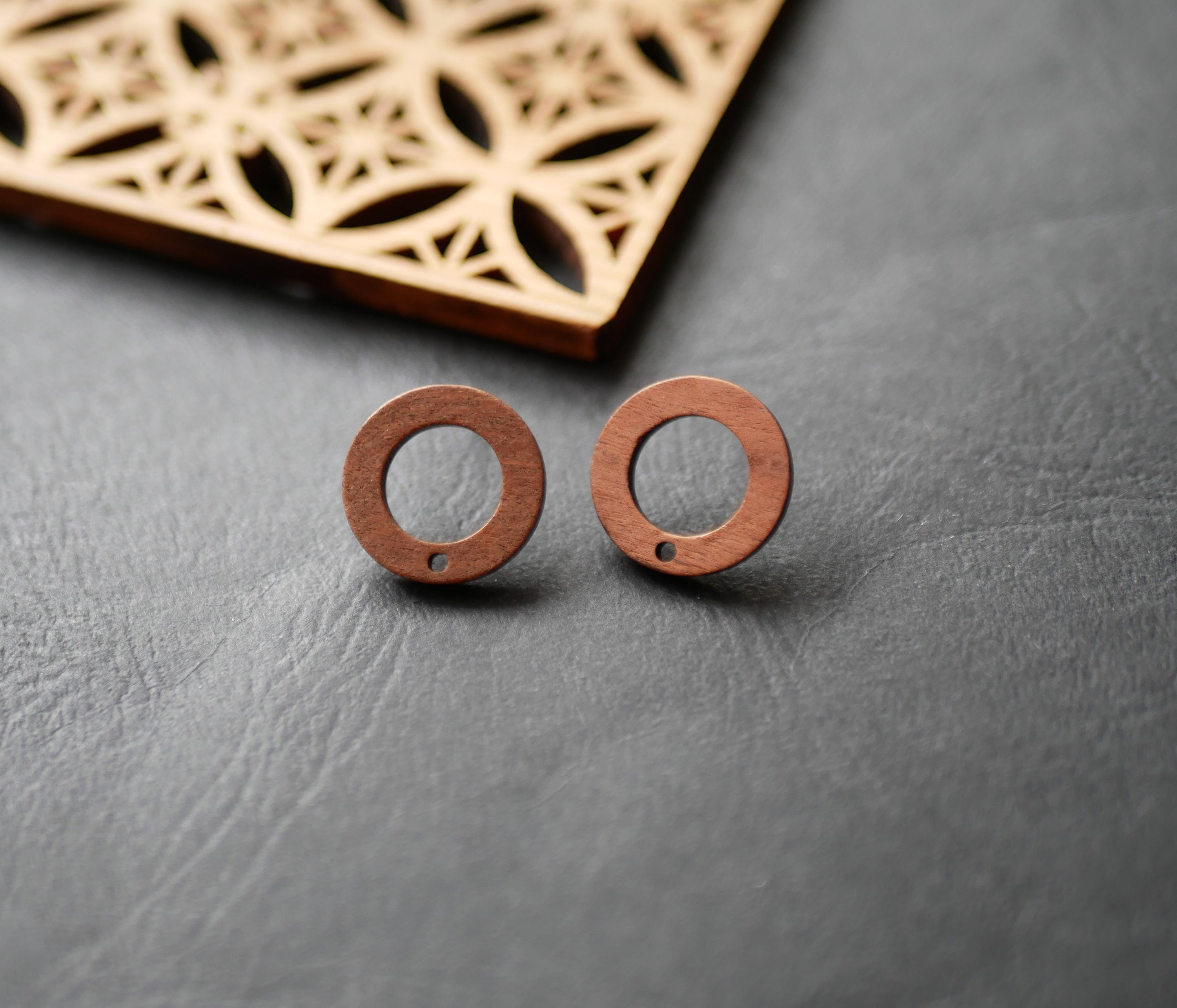 Flongo Boucles D'oreilles Homme – Bois Rond Et Acier Inox – Diamètre 8/10/12mm – Marron Ou Noir – Lot Avec Pochette