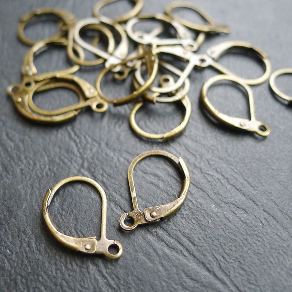 40 bronze sleeper earring hooks 10x15 mm supports