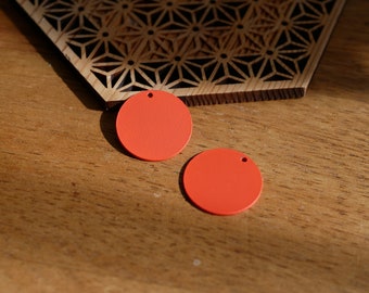 x2 orange round sequin charm pendant 20mm