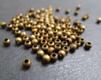 200 round ethnic bronze beads 3mm