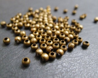 200 runde Bronze-Metall-Abstandsperlen, Metallperlen, Abstandsperlen, Schmuckzubehör, 3 mm