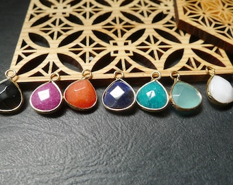 Gemstone drop charm, color of your choice and golden, 14x17mm