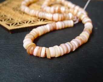 40 perles rondelles coquillages rose heishi ethniques 7mm