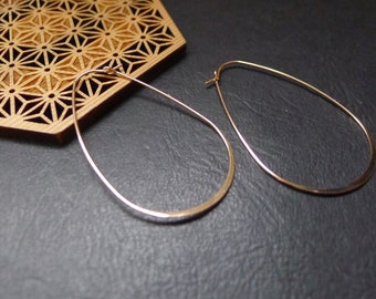 2 oval hoop earrings, golden rings 35x60mm