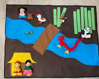 3 Grains de riz   tapis et personnages raconte histoire