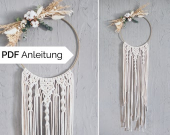 DIY Macrame Instructions Ring Wall Hanging | pdf instructions step-by-step, German | Make decoration or gift yourself | learn macrame