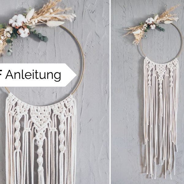 DIY Macrame Instructions Ring Wall Hanging | pdf instructions step-by-step, German | Make decoration or gift yourself | learn macrame