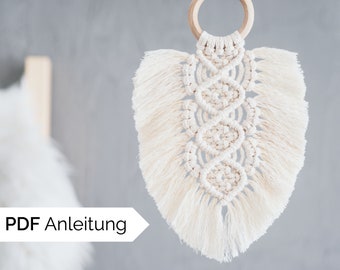 DIY Macrame Instructions Feather Leaf | pdf instructions step-by-step, German | Do-it-yourself wall hanging decoration/gift | learn macrame