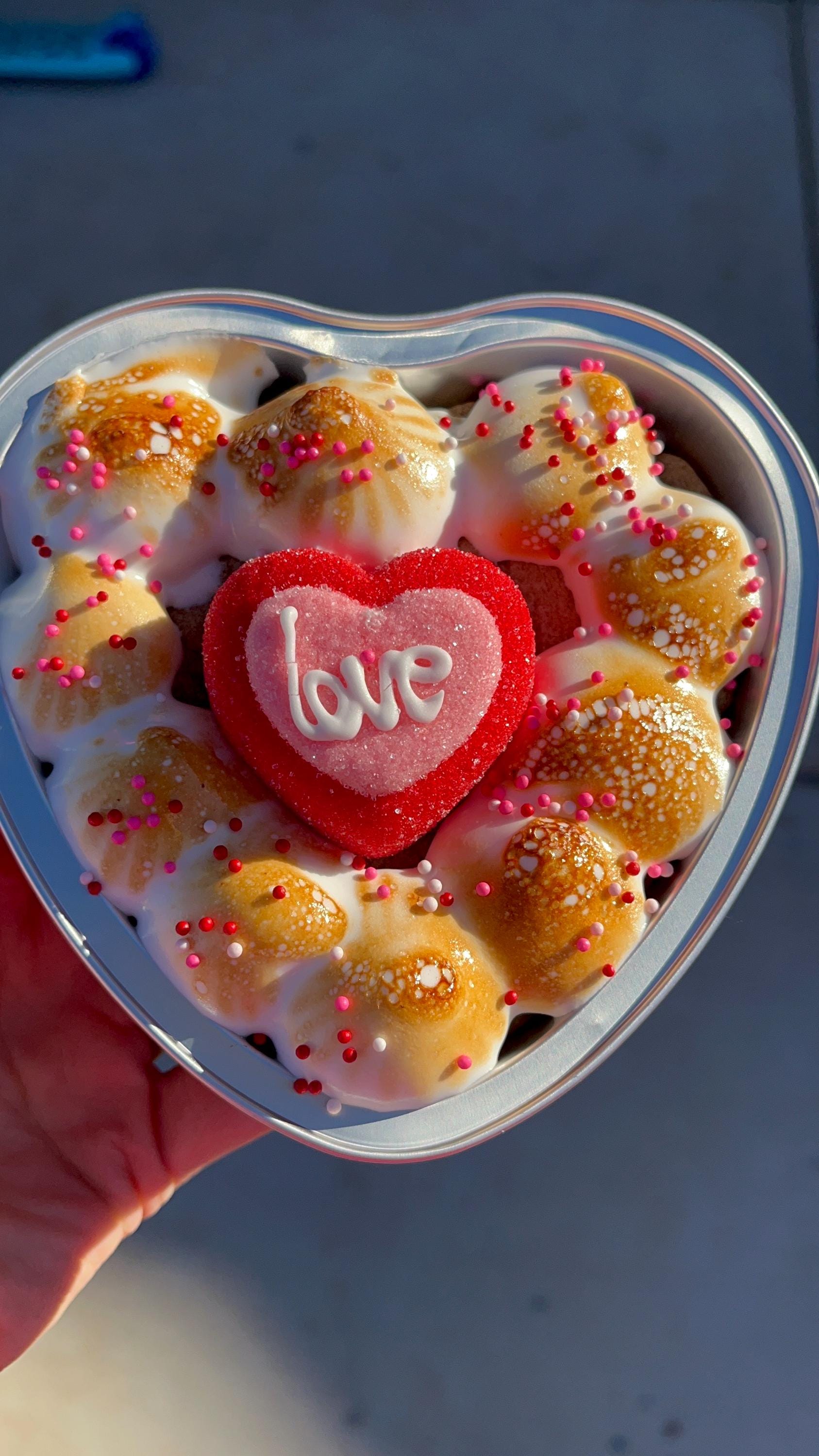 Mini Heart Shaped S’mores Cookie Cake  Recipe