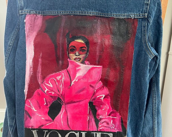Beyoncé “Vogue” - Hand Painted Denim Jacket - medium wash - Unisex S