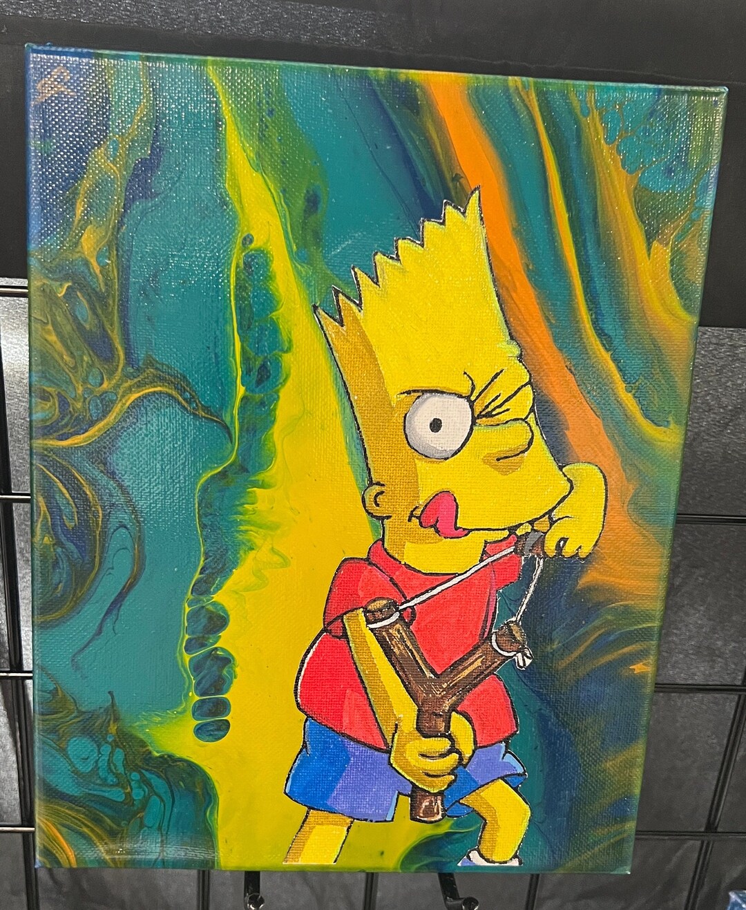 Bart Simpson Paint Pour the Simpsons Fan Art Painting - Etsy