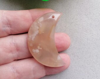 Pendentif Agate fleur Sakura lune