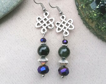 Boucles d'oreilles Obsidienne noire et rose