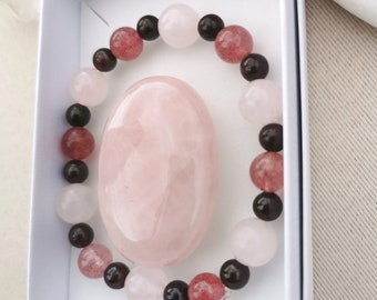 aphrodite bracelet and rose quartz pebble