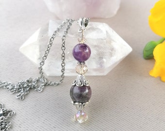 Maroussia super Seven hyacinth pendant, smoky quartz and crystal
