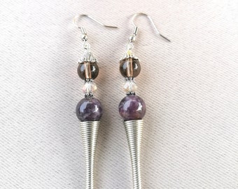 Maroussia super Seven earrings, smoky quartz and crystal