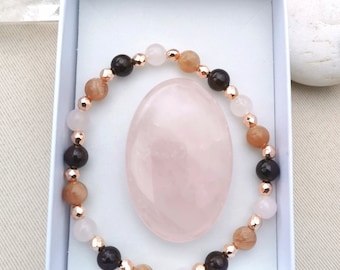 Aphrodite box special Mother's Day bracelet and rose quartz pebble